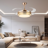 Ventilateurs de plafond rétractables modernes d'intérieur de 42 pouces Ventilateur de plafond à LED en fer léger et corps en ABS avec lumières et télécommande pour la chambre à coucher à domicile