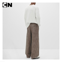 Pull en maille gaufrée blanc basique à logo personnalisé, certifié GRS, coupe courte, pull d'hiver pour homme, mode