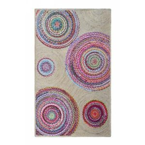 Jute Chindi Braided Rug Eco Friendly Non Slip Flat Pile Rectangle Indoor Flooring Natural Multi Geometric Pattern - Product Image 6