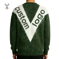 Nanteng Maßgeschneiderte Innovative Mohair Flauschige Warme Luxuriöse Stilvolle Designer-Logo V-Ausschnitt Knopf-Langarm-Strickjacke für Herren
