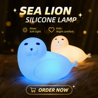 Lampe de nuit portable moderne en silicone en forme d'animal pour bébés et enfants, rechargeable LED avec 7 couleurs, lumière de chevet à économie d'énergie