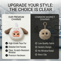 Porte-clés Lapin en Peluche Doux de Qualité Supérieure avec Visage en Plastique, Adorable Poupée Lapin pour Clé de Voiture, Sac d'École, Décoration de Pendentif