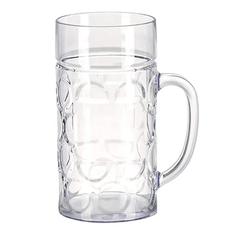 Vasos de beber reutilizables sin BPA, jarra de cerveza personalizada, jarra de cerveza de plástico con asa