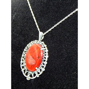 925 Navajo firmato Vintage in argento Sterling con Abalone rosso naturale - Product Image 4