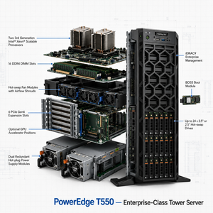 Serveur Tour PowerEdge T550 Xeon Scalable DDR4 PCIe NVMe Polyvalent pour Centre de Données et Bureautique, Configuration Personnalisée, Testé, En Stock, 18 Baies T550 - Product Image 1