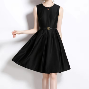 Abito Mini Elegante <span class=keywords><strong>da</strong></span> <span class=keywords><strong>Donna</strong></span> di Alta Gamma 2026 Stile Francese con Scollo Rotondo e Cintura Formale in Vita - Product Image 1