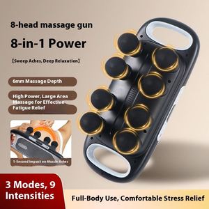 Pistolet de massage musculaire pour athlètes, masseur corporel électrique portatif pour tissus profonds avec moteur à balais, 3 vitesses, 8 têtes - Product Image 5