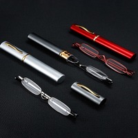 Lunettes de lecture miniatures style stylo, monture métallique légère, verres anti-lumière bleue, étui portable, pour hommes et femmes