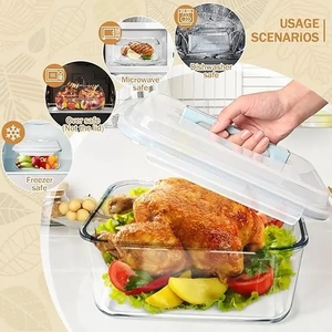 Grands récipients de stockage en verre avec couvercles, récipients pour pastèque, récipients de stockage alimentaire en verre extra-larges, hermétiques - Product Image 2