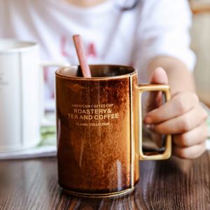 Ceramic American Drip <b>Coffee</b> Cup With Spoon <b>Set</b> European Style Household Tea Cup Simple <b>Mug</b> - Product Image 2