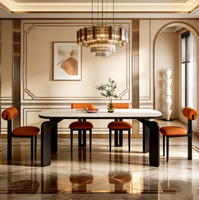 Table à manger extensible en bois de style moderne et luxueux avec plateau en marbre et chaise multifonctionnelle pour petit appartement et usage hôtelier