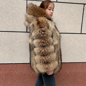 Cappotto Invernale <span class=keywords><strong>da</strong></span> <span class=keywords><strong>Donna</strong></span> con Cappuccio in Vera Pelliccia di Volpe, Giacca Invernale in Pelle con Pelliccia Naturale - Product Image 6