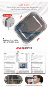 Cấp Thực Phẩm 304 Leakproof Bpa Miễn Phí Thép Không Gỉ Hộp Ăn Trưa 800Ml Silicone Con Dấu Vòng Thép Vuông Hộp Ăn Trưa - Product Image 6