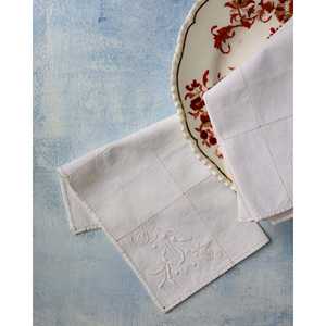 <b>Set</b> of Five Pure <b>Linen</b> Tea/Aperitif Napkins Embroidered Dinner Cloth Napkins with Antique Stitch Style - Product Image 4