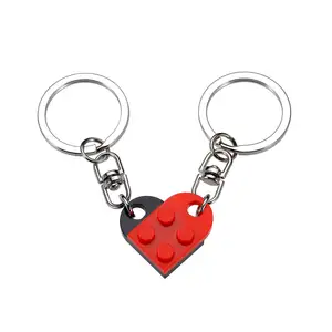 Hadiah Hari Valentine untuk teman, hadiah barang cocok, rantai kunci blok bangunan hati cinta