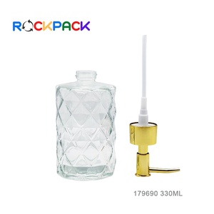 Flacon pompe rond en verre transparent <span class=keywords><strong>de</strong></span> 330 ml pour lotion, distributeur <span class=keywords><strong>de</strong></span> savon liquide - Product Image 5