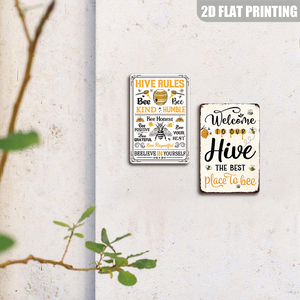 Letrero Metálico de Metal con Reglas para Colmenas, Bienvenido a Nuestra <span class=keywords><strong>Colmena</strong></span>, Decoración Rústica de Pared para Granja, Patio Trasero, Hogar del Apicultor, Cocina, Regalo para Colgar en <span class=keywords><strong>la</strong></span> Pared - Product Image 3
