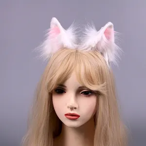 Fascia per capelli con animali Cosplay di natale di Halloween nuova moda da donna in peluche nero