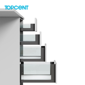 TOPCENT soft close kitchen cabinet tandem box drawer slides with glass