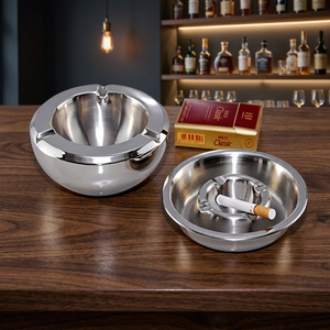 Cenicero Redondo Portátil de Acero Inoxidable Clásico para Hotel, Hogar, Restaurante y Automóvil - Product Image 2