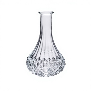 Jarrón de Vidrio <span class=keywords><strong>Madrid</strong></span> con Patrón en Relieve, <span class=keywords><strong>Boca</strong></span> Estrecha, para Arreglos Florales, Decoración de Mesa de Salón, Jarrones Transparentes de Vidrio Artístico - Product Image 1