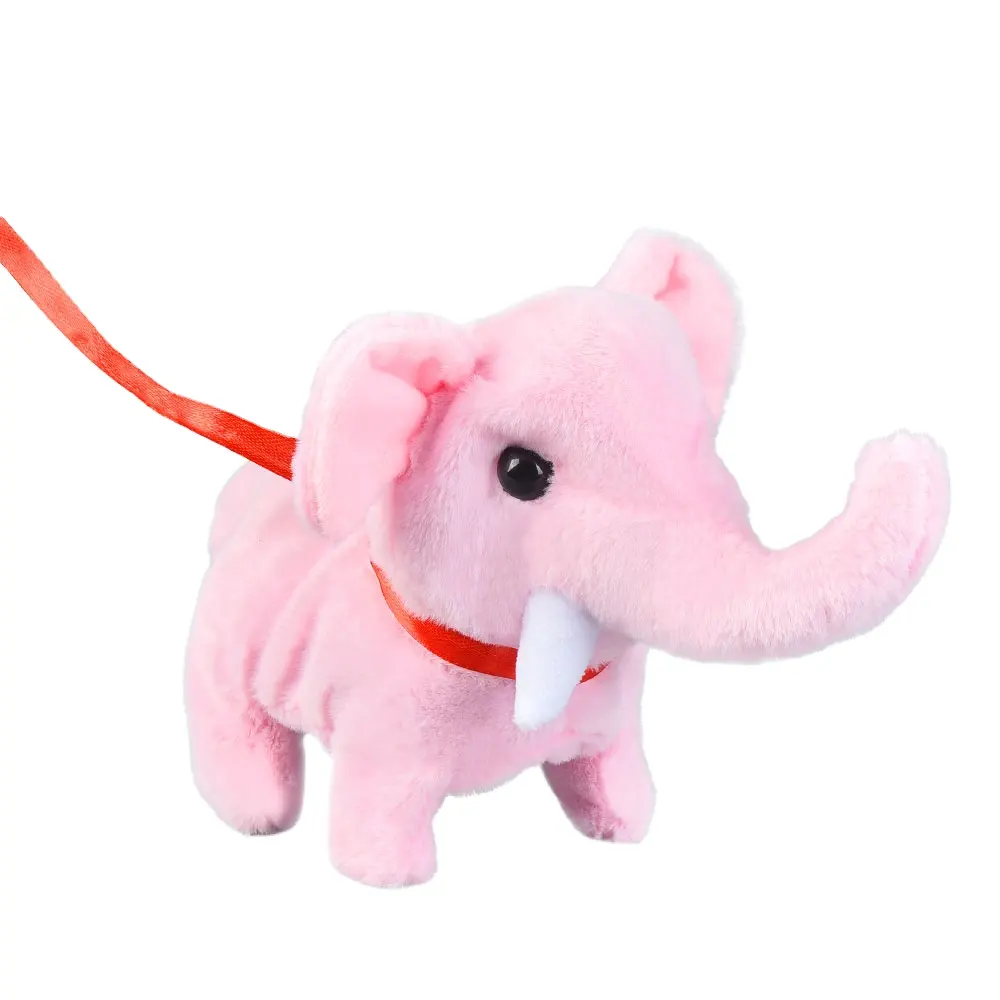 O mais recente brinquedo de pelúcia elétrico de elefante para crianças simulação interativo de latidos de animais de estimação brinquedos de pelúcia (trela combinando)