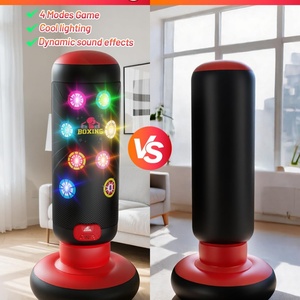 Ensemble de boxe pour enfants, sac de frappe, musique légère avec points, 4 modes de jeu, gants gonflables, cadeau d'anniversaire pour garçons de 4 à 12 ans - Product Image 2