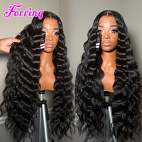Wig Rambut Asli Manusia 250 Density 13x4 Lace Front, Raw Virgin Brazilian 30 Inch Curly Deep Wave Glueless Wig 13x6 HD Lace Frontal Wigs