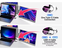 Monitor Gaming Portabel Model Baru 2025 Layar 15,6 Inci 1 Kabel untuk 3 Layar Ekstensi Layar Tiga untuk Windows & MacBook