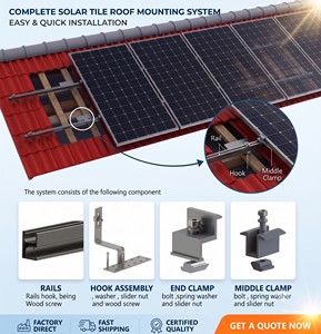 Structure de montage solaire pour tuiles de toit résidentielles, système de fixation solaire en aluminium étanche, résistant aux vents de 40 m/s - Product Image 1