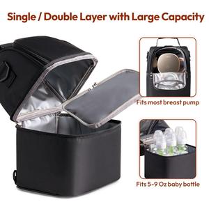 Sac isotherme avec 2 blocs réfrigérants, sac pour tire-lait avec compartiment isotherme, capacité de 6 biberons, sac de voyage double couche pour lait maternel, biberon pour bébé - Product Image 3