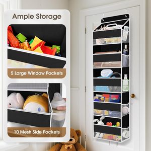 Over The Door Organizer 15 Pockets Hanging <b>Storage</b> Black <b>For</b> <b>Kitchen</b> Bathroom Bedroom Closet Laundry Pantry Nursery - Product Image 4