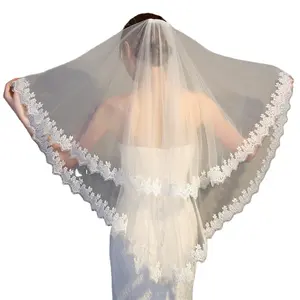 2022 Women Fashion latest short Tulle Wedding Bridal Veil Lace Lady Wedding Veil