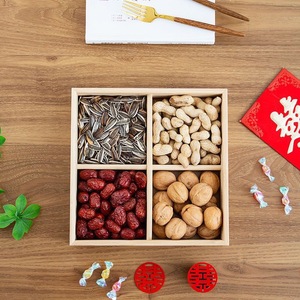 Caja de Bambú para Aperitivos con Cuatro Compartimentos, Rectangular, para Almacenamiento en Escritorio, para Nueces, Frutos Secos, Dulces de Boda, Plato para Frutas - Product Image 4