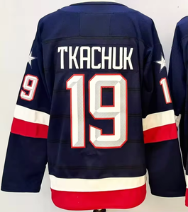 2026 新款美国队 19 号马修斯·泰卡楚克 9 号埃希尔 34 号奥斯顿·马修斯 86 号杰克·休斯 高品质缝制冰球球衣 - Product Image 4