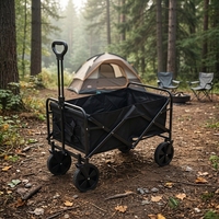 Chariot pliable en acier FW70 à quatre roues, robuste, pour usage intensif, idéal pour le camping, la plage, le jardin et les enfants