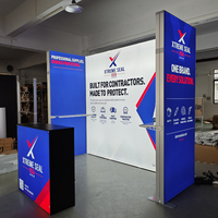 Papan Tanda Kain Cetak Kustom dengan Lampu LED Backlit, Booth Pameran Modular 3x3 Sudut dengan Bingkai SEG untuk Promosi Merek
