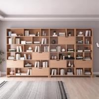 Librería Modular de Madera Maciza con Estantes Abiertos y Cajones - Fabricación Personalizada OEM Directo de Fábrica