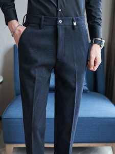 <span class=keywords><strong>Pantaloni</strong></span> da Completo Slim Fit per Uomo, Alta Qualità, Casual, con Bottoni e Cerniera, 100% Poliestere, <span class=keywords><strong>Pantaloni</strong></span> Kaki <span class=keywords><strong>su</strong></span> <span class=keywords><strong>Misura</strong></span> - Product Image 3