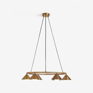 Modern Brass <b>Chandelier</b> Round Led Warm <b>Light</b> For Living Room And Dining Room - Product Image 3