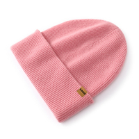 Bonnets en laine mérinos doux et chauds avec étiquette en daim, bonnets d'hiver tricotés à la côte personnalisés pour hommes et femmes
