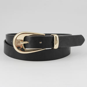 Cinturón negro fino de anillo de metal con hebilla de aguja para mujer nuevo a la moda personalizado para dama - Product Image 3