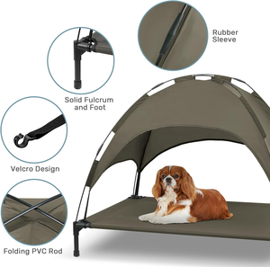 STKBES Designed Portable Raised <span class=keywords><strong>Dog</strong></span> Cot Kühlbett Abnehmbares Schatten zelt Erhöhtes Hunde bett mit Baldachin Atmungsaktives Netz - Product Image 4