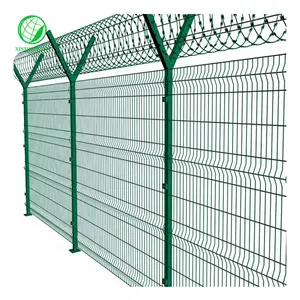 Casa Decorativa Ao Ar Livre PVC Revestido V Bending Fence 3d Curvo Soldado Wire Mesh Cerca Painel para Jardim