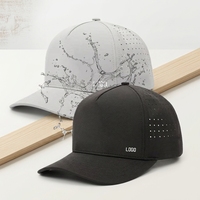 Casquette de sport de golf imperméable personnalisée à 5 panneaux avec patch en cuir, casquette de camionneur tendance pour le surf et la plage
