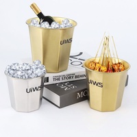 Source transfrontalière 304 seau à glace en acier inoxydable petit stockage à froid en métal moderne pour Champagne bière-pour les fêtes
