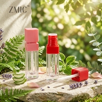 Quadratische Klare Lipgloss-Tube Leere Flüssig-Lippenstift-Tube Plastik Rot-Rosa Gestreifter Deckel Lipgloss-Flasche für Lippen- und Wangenfarbe