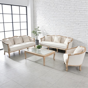 Canapé <span class=keywords><strong>Louis</strong></span> deux places en bois massif, style français <span class=keywords><strong>moderne</strong></span>, avec revêtement en tissu confortable, pour hall d'hôtel - Product Image 3