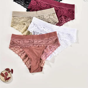 高品质100% 棉抗菌女蕾丝内衣定制女孩迷彩定制印花内衣性感蕾丝内裤 - Product Image 6