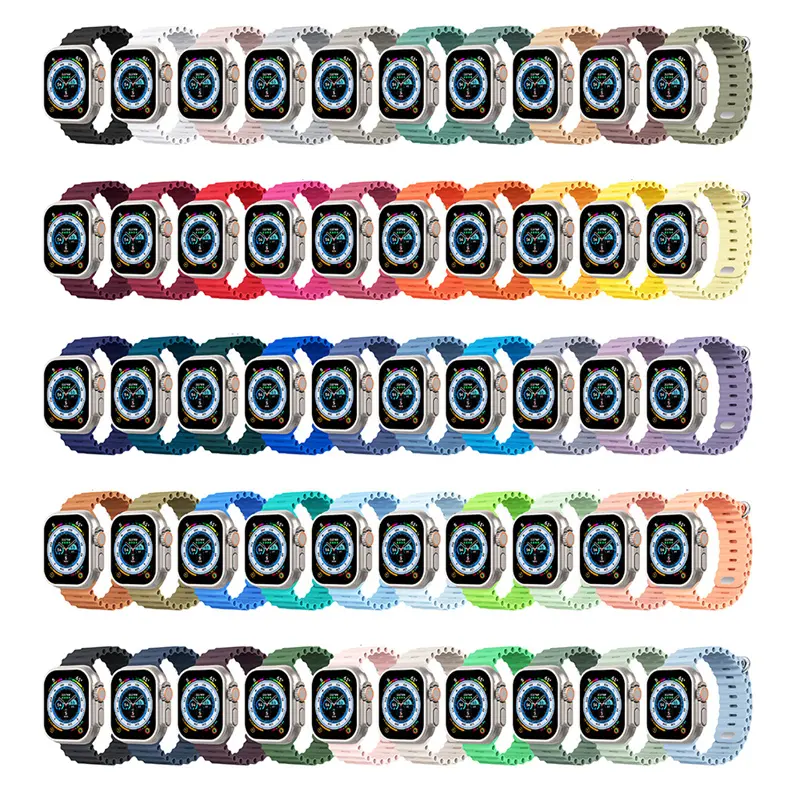 Custom Gedrukt Pure Kleur Siliconen Horloge Bands Strap Voor Apple Horloge Serie 7 Sport Band Voor Apple Horloge Originele Band